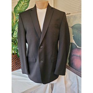 JOSEPH ABBOUD 40R MENS PINSTRIPE SPORT COAT 100% WOOL BLACK TWO-BUTTON B514